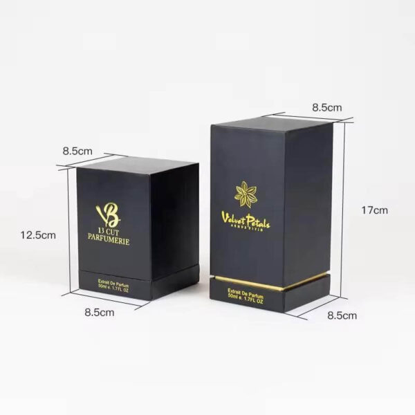 groothandel papier cosmetische geschenkdozen 50ml 100ml lege Arabische fles en doos zwart gouden aangepaste luxe parfum dozen mannen vrouw 4