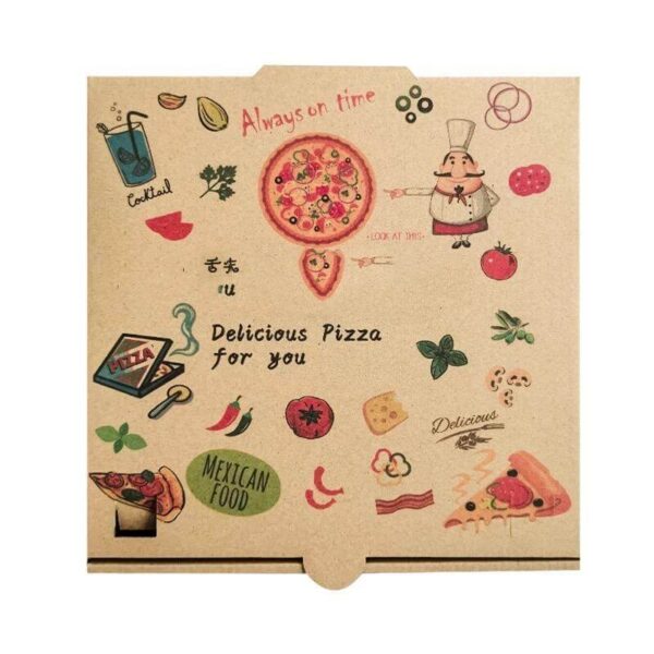 e flute brown kraft pizza takeaway box printing brown pizza box biodegradable disposable paper pizza boxes with logo 2