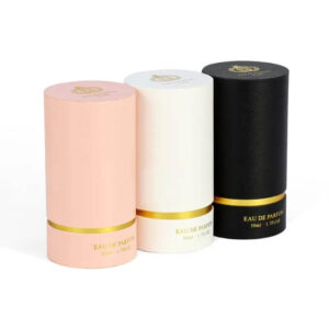 custom essential oil tubes packaging boxes paper tube gold foil black perfume cylinder packaging 1