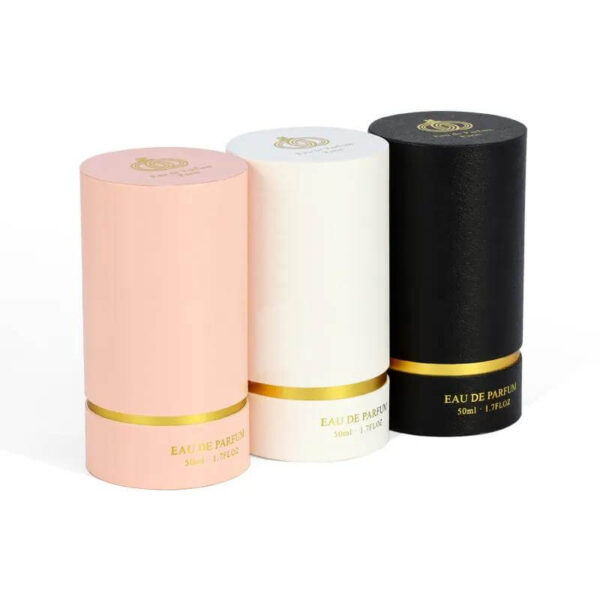 custom essential oil tubes packaging boxes paper tube gold foil black perfume cylinder packaging 1