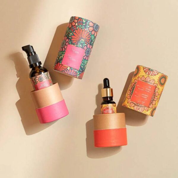 high quality custom cosmetic cardboard packaged round tube box package for essential oil perfume bottle 1