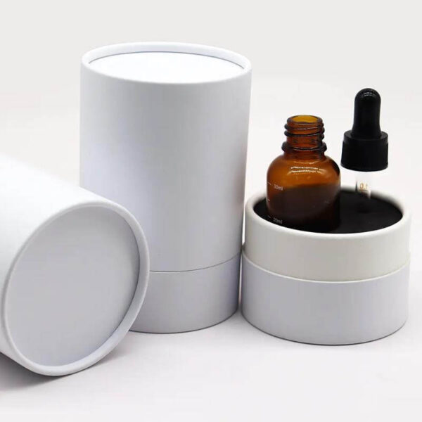 high quality custom cosmetic cardboard packaged round tube box package for essential oil perfume bottle 4