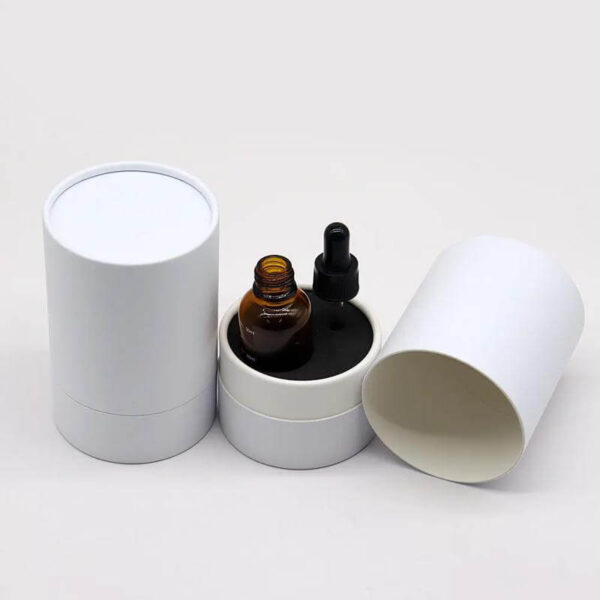 high quality custom cosmetic cardboard packaged round tube box package for essential oil perfume bottle 5