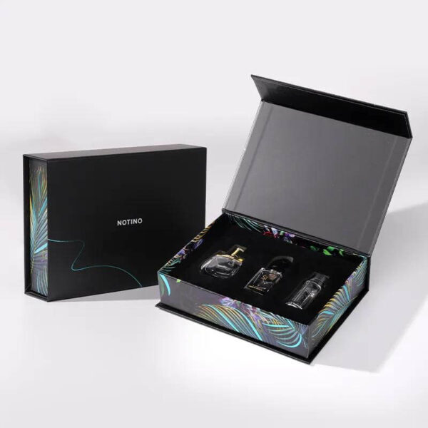 luxury perfume gift boxes with factory made hardcover cardboard paper packaging box black rigid magnetic gift box 1