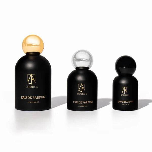 printing logo 30ml 50ml 100ml empty customized luxury round crimp design black perfume bottle 4