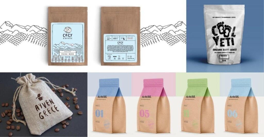 different coffee packaging