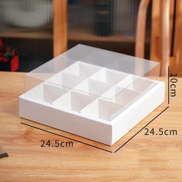 9 compartiments 10 inch 11.5 inch square cake cupcake bread doughnut fruit gift white kraft cookie bakery box with clear lid