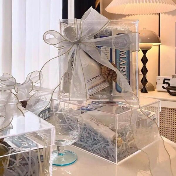 transparent wedding acrylic display gift box clear rectangle storage box with lid 2