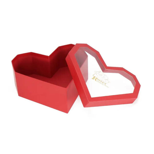 3pcs set flower red heart shape gift box for wedding party preserved rose flower gift box with pvc window 3