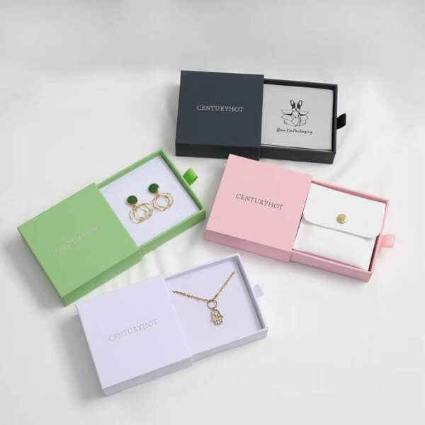 4 beschrijving aangepaste kleur geschenkdoos oorbellen ketting lade box luxe sieraden pull out box