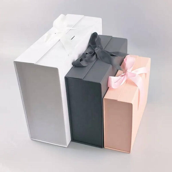 cardboard gift box luxury box with changeable ribbon and magnetic closure folding big gift boxes set 4