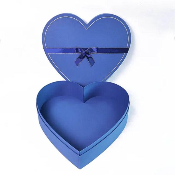 custom blue boxycharm subscription cardboard heart shaped match candy paper gift box with strap decoration 4