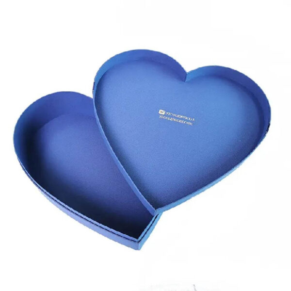 custom blue boxycharm subscription cardboard heart shaped match candy paper gift box with strap decoration 5