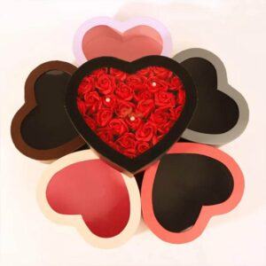 custom emballage empty packaging carton heart shape gift paper boxes with pvc clear window on lid for flowers gift 1