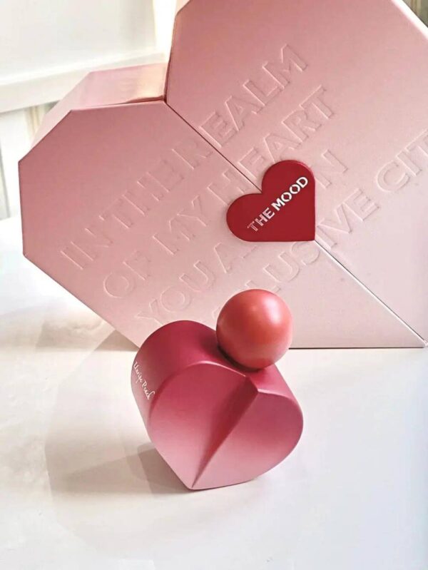 custom logo heart shaped gift box packaging valentine's day luxury romantic pink perfume cosmetics gift box with lid 4