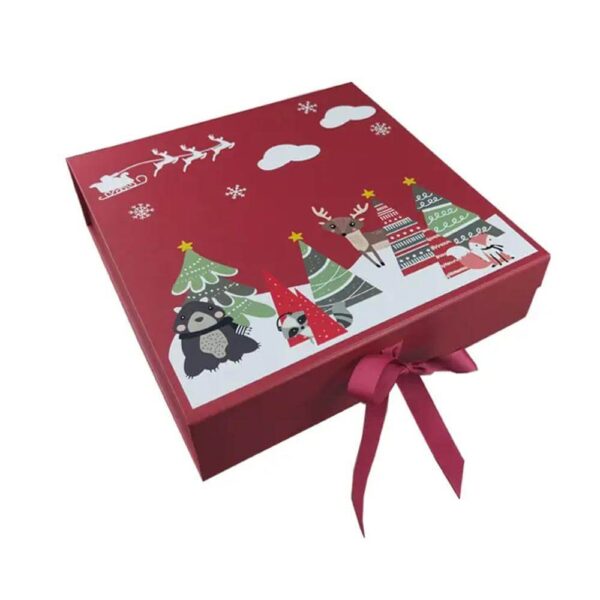 logotipo personalizado rojo festivo cinta magnética caja de regalo regalo de navidad de lujo caja de embalaje personalizado 1