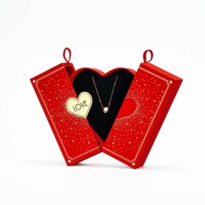 deluxe custom valentine birthday gifts packaging rigid box red double door heart shaped jewelry gift box 1