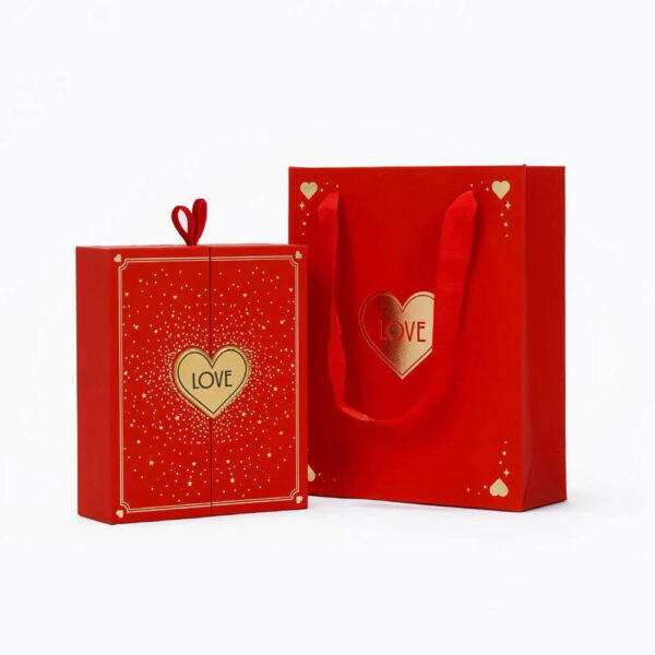 deluxe custom valentine birthday gifts packaging rigid box red double door heart shaped jewelry gift box 3