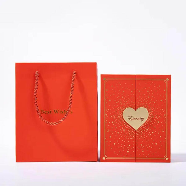 deluxe custom valentine birthday gifts packaging rigid box red double door heart shaped jewelry gift box 4