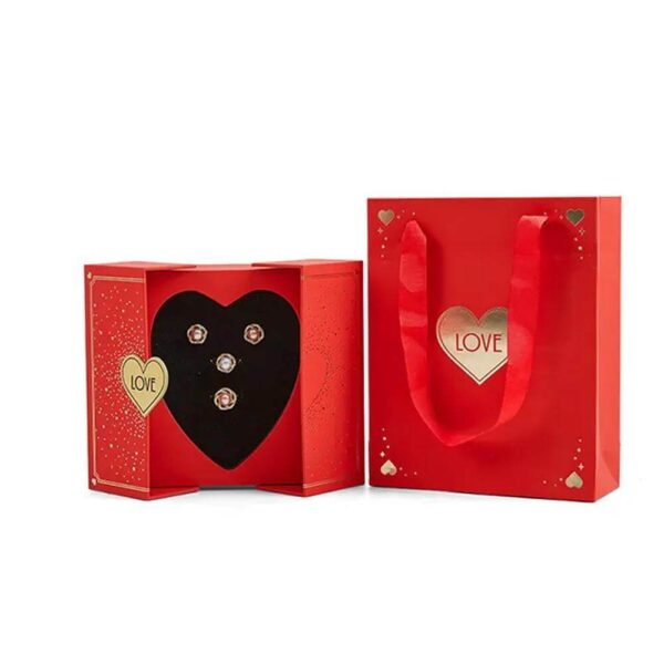 deluxe custom valentine birthday gifts packaging rigid box red double door heart shaped jewelry gift box 5