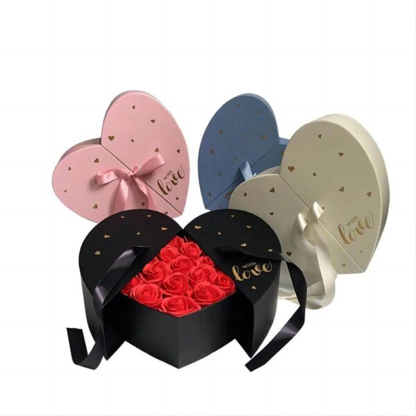 factory direct sales double heart flower box gift box wedding heart gift box 3