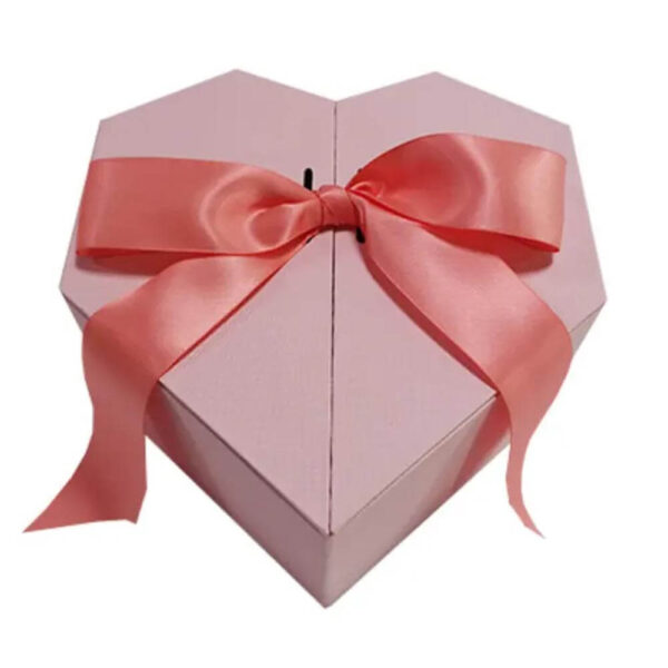 factory wholesale wedding candy gift chocolate heart shape paper gift box with ribbon 1