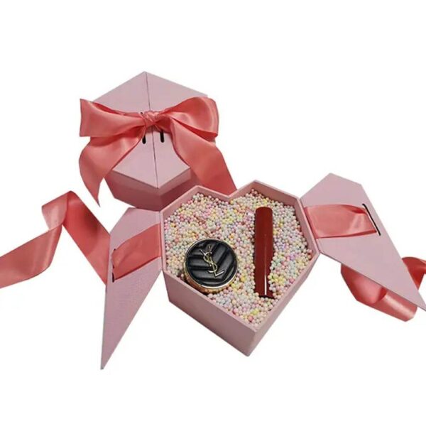 factory wholesale wedding candy gift chocolate heart shape paper gift box with ribbon 2