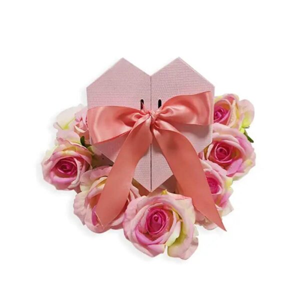 factory wholesale wedding candy gift chocolate heart shape paper gift box with ribbon 3