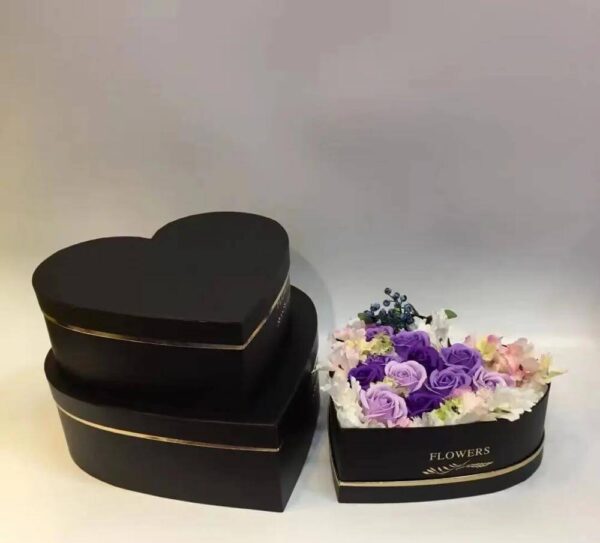 heart shape flower box 3 pieces per set black pink red white flower box for valentine day gift 2