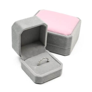 hete verkopende fluwelen ring doos groothandel bruiloft sieraden doos roze ring geschenk geval 1