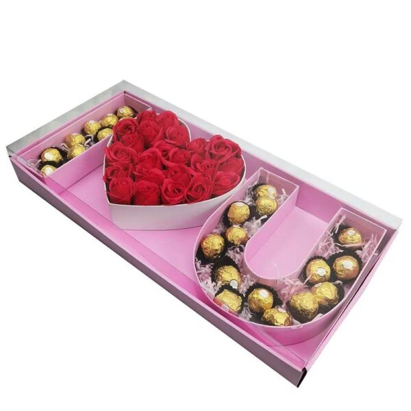 luxury i heart you shaped chocolate box wedding rose cardboard packaging gift box food grade 6