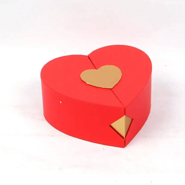 luxury printing custom design cardboard cake and flowers surprise heart shape packaging gift flower box mother's day 3pcs set 4