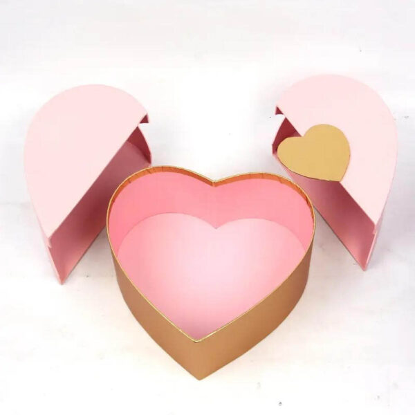 luxury printing custom design cardboard cake and flowers surprise heart shape packaging gift flower box mother's day 3pcs set 5