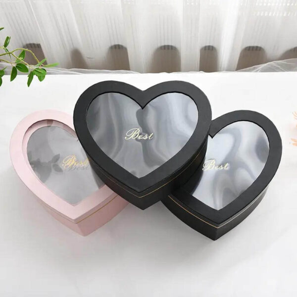 open window transparent heart shaped gift box flower packaging box valentine's day flower cosmetics gift box 2