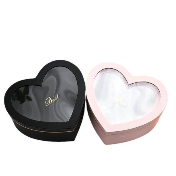 open window transparent heart shaped gift box flower packaging box valentine's day flower cosmetics gift box 5