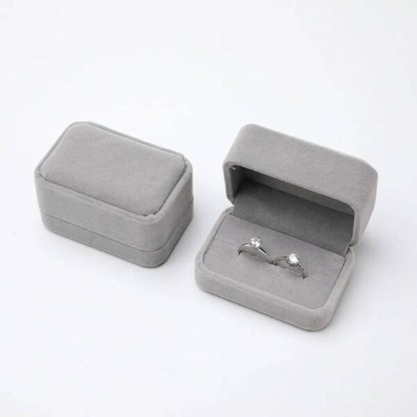 boîte à bijoux en velours de forme carrée boîte de rangement pour double bague boîte de présentation pour bague de mariage emballage cadeau 5