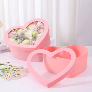 valentine's day heart set 2 transparent window flower gift box with stamping love rose fruit bouquet wrapping box 1