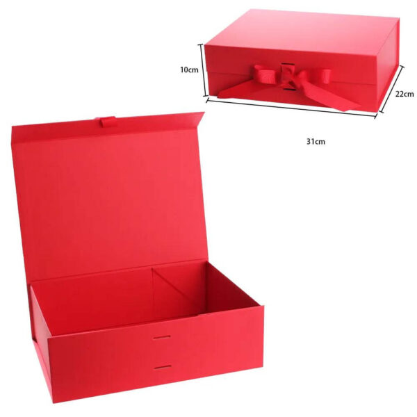 wholesale design recyclable coated paper foldable gift box packaging with ribbon 2