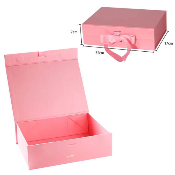 wholesale design recyclable coated paper foldable gift box packaging with ribbon 3