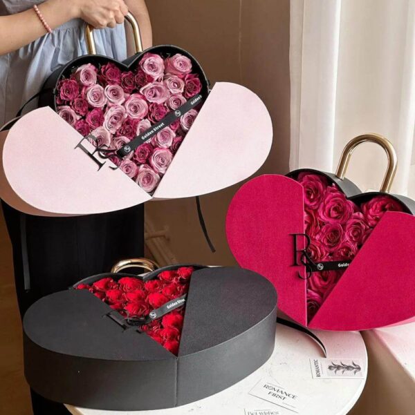 wholesale luxury heart shaped rose packaging valentines day gift flower gift box for valentines florist box 2