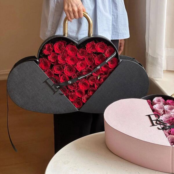 wholesale luxury heart shaped rose packaging valentines day gift flower gift box for valentines florist box 5