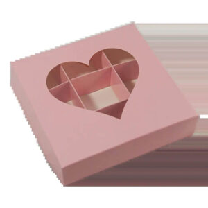 wholesale unique paper gift box with divider and clear heart shape window for packaging macarons chocolate candy diwali sweet 1