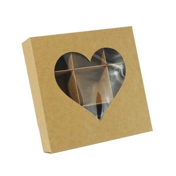 wholesale unique paper gift box with divider and clear heart shape window for packaging macarons chocolate candy diwali sweet 3