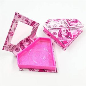 heart shaped eyelash packaging box pink dollar bill eyelash box cash money lashes container case 1