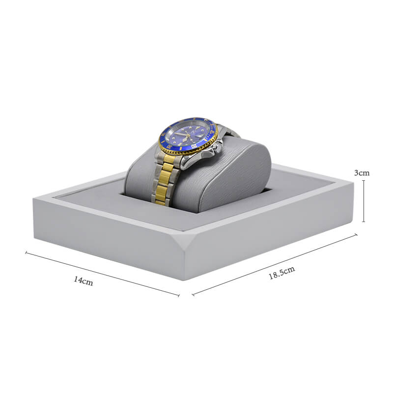 Support De Montre En Cuir PU Avec Coussin - Présentoir Luxueux Pour Comptoir Ou Maison - Marbre Et Métal, 18 Cm