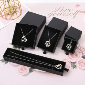 venta caliente personalizado anillo collar pendientes joyería cajas de embalaje negro hermoso sacar cajas de papel de regalo 1