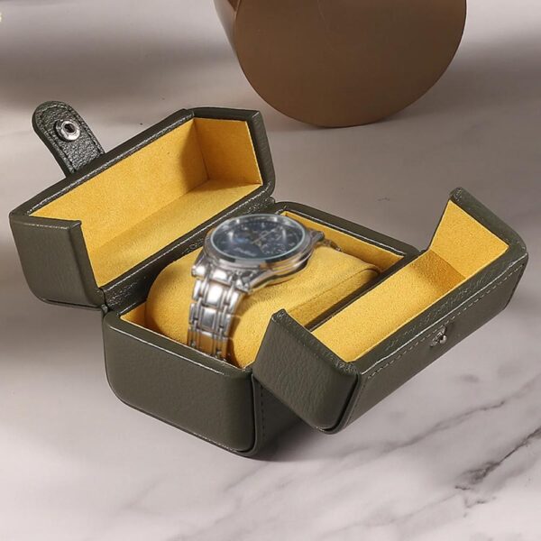 custom logo luxury travel watch case pouch single watch box with luxury features for traveling 2