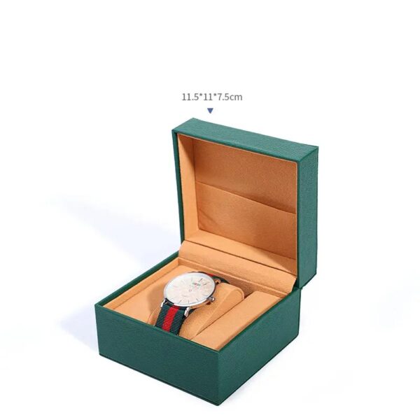 custom logo smart watch gift box luxury pu leather and white wire sewing watch packing box high end square single watch case 6