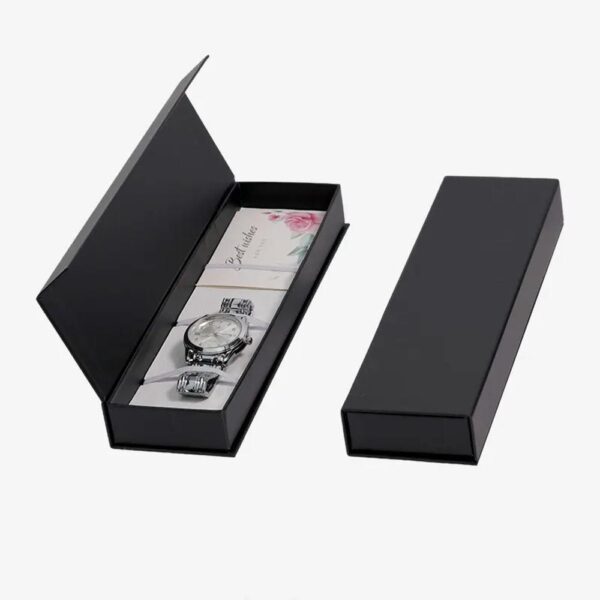 custom logo luxury packaging watch box display black magnet watch gift case for travel watch boxes 3