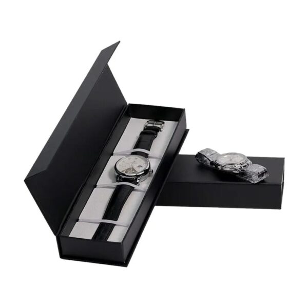 custom logo luxury packaging watch box display black magnet watch gift case for travel watch boxes 6